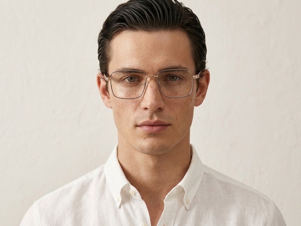 Rectangular Golden Metal Glasses #BS2425-0647