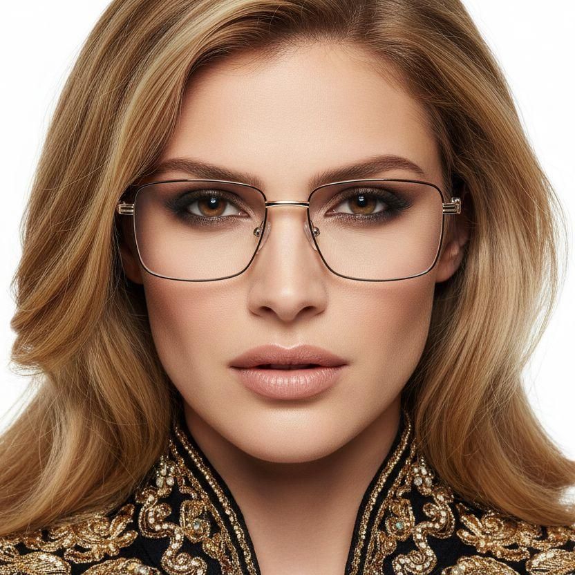 Rectangular Golden Metal Glasses #BS2425-0647