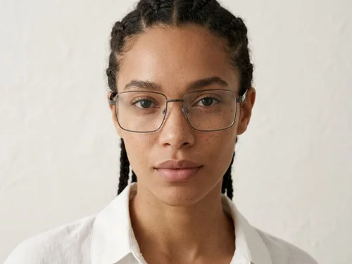 Lunettes rectangulaires en métal gris #BS2425-0649