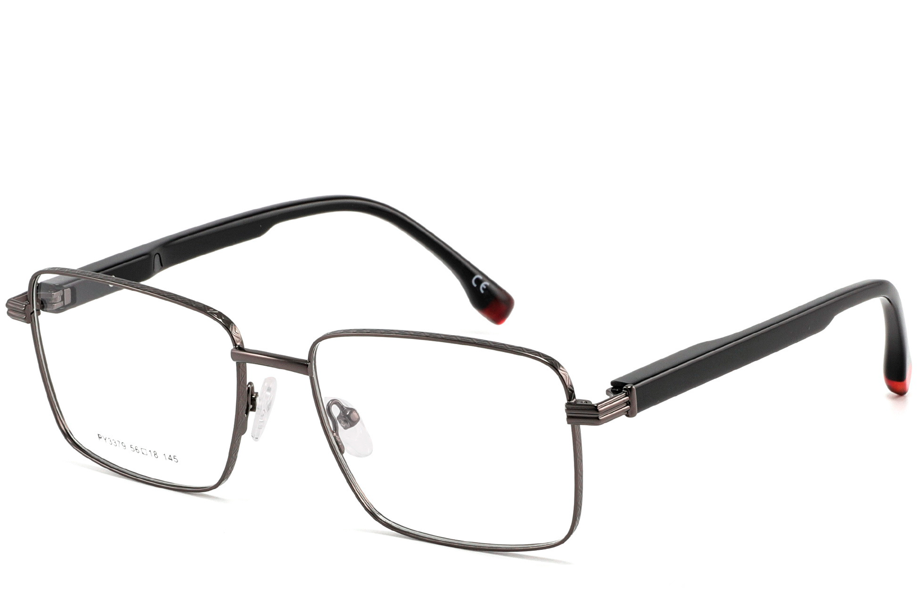 Rectangular Gray Metal Glasses #BS2425-0649
