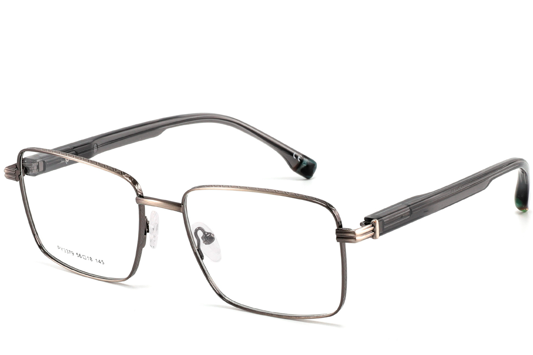 Rectangular Gray Metal Glasses #BS2425-0651