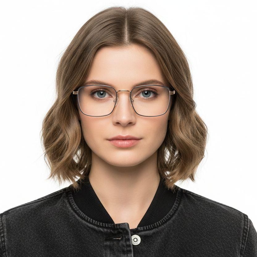Rectangular Golden Metal Glasses #BS2425-0653