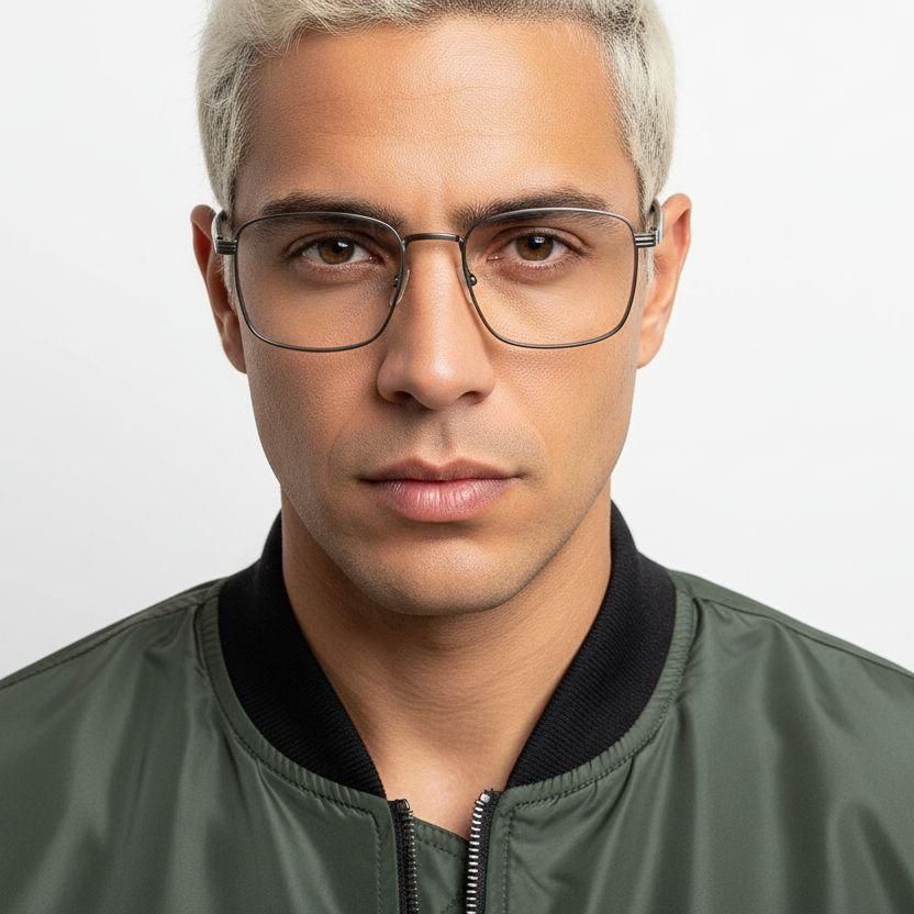 Rectangular Gray Metal Glasses #BS2425-0655