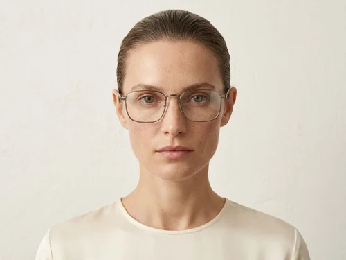 Lunettes rectangulaires en métal gris #BS2425-0657