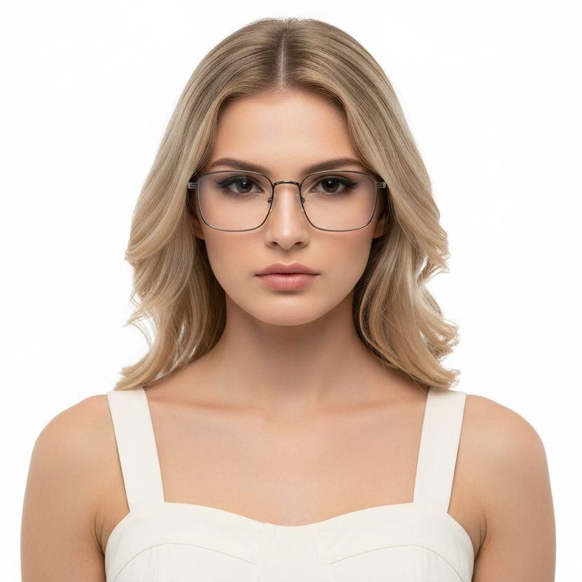 Rectangular Gray Metal Glasses #BS2425-0657