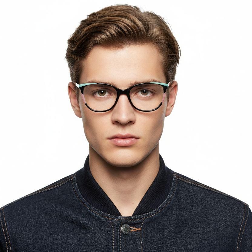 Schmetterlingsbrille aus schwarzem Acetat #BS2425-0737