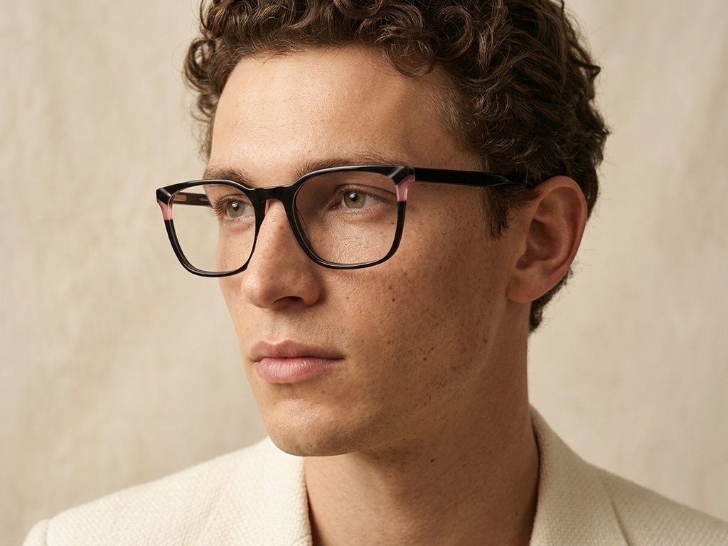 Rectangular Black Acetate Glasses #BS2425-0761
