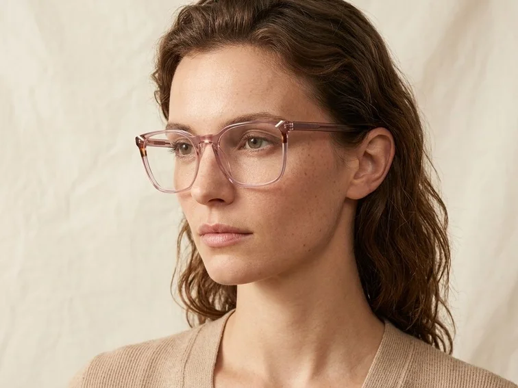 Rectangular Pink Acetate Glasses #BS2425-0762