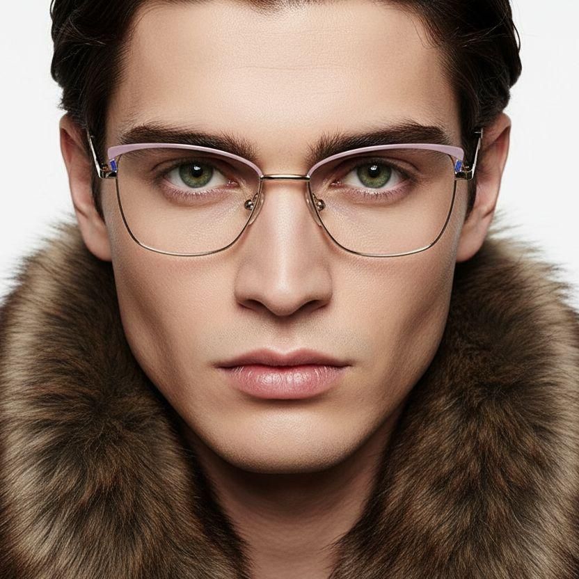 Schmetterlingsrosa Metallbrille #BS2425-0814