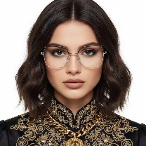 Lunettes géométriques en métal marron #BS2425-0824