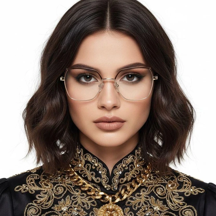 Gafas geométricas de metal marrón #BS2425-0824