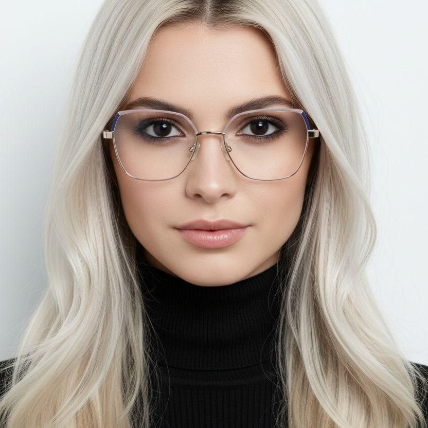 Lunettes géométriques en métal rose #BS2425-0826