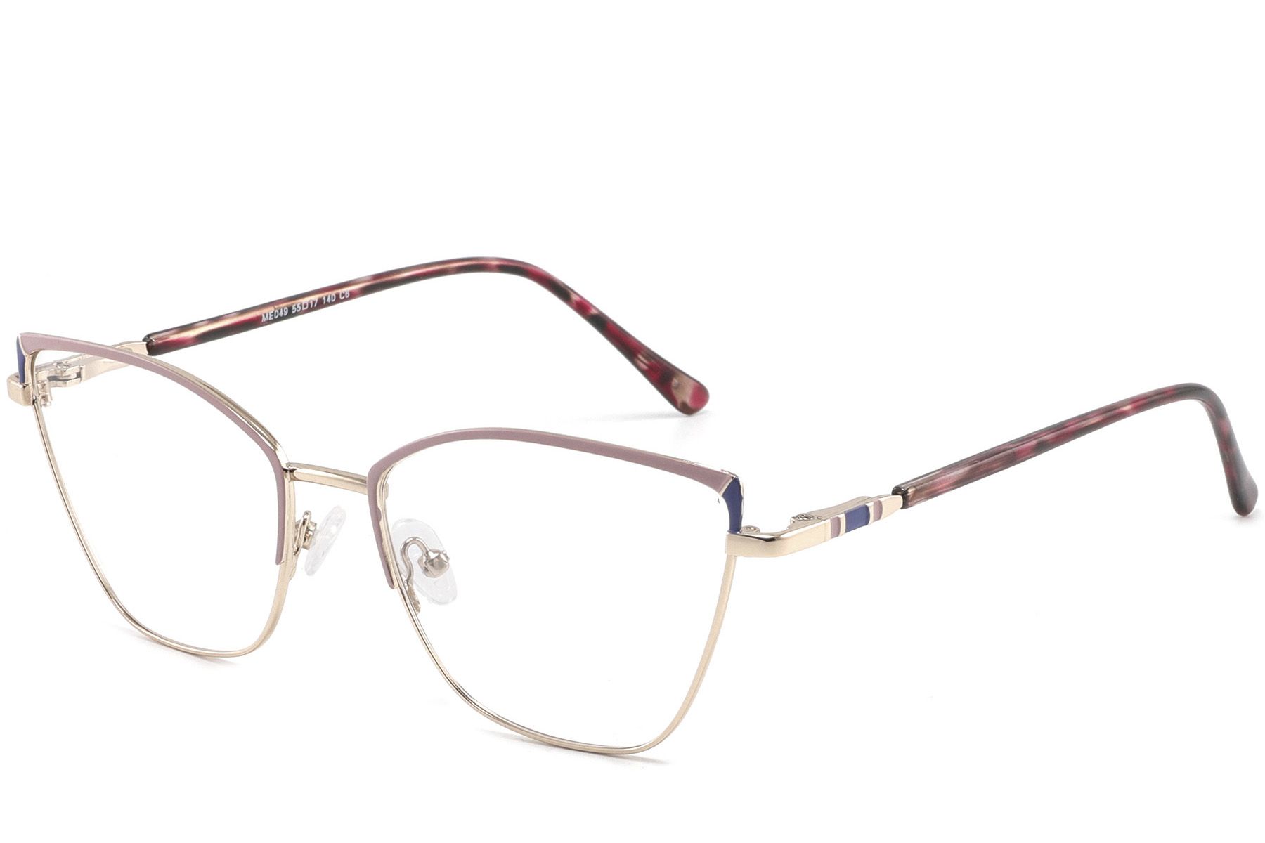 Schmetterlingsrosa Metallbrille #BS2425-0832