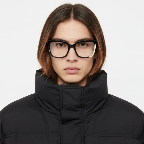 Lunettes rectangulaires en acétate noir #BS2425-0850