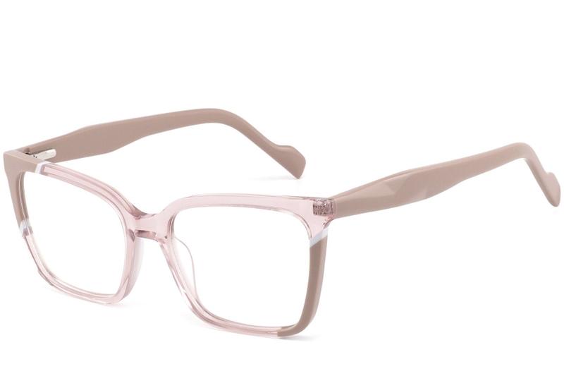 Rectangular Pink Acetate Glasses #BS2425-0853