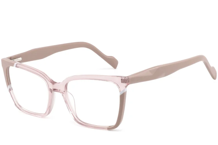 Rechthoekig roze acetaatglas #BS2425-0853