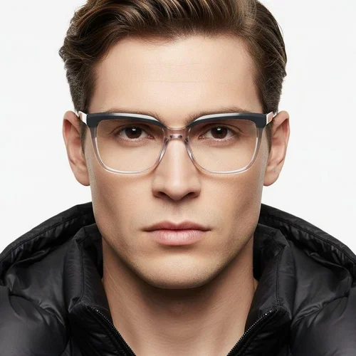Lunettes rectangulaires en acétate bleu #BS2425-0856