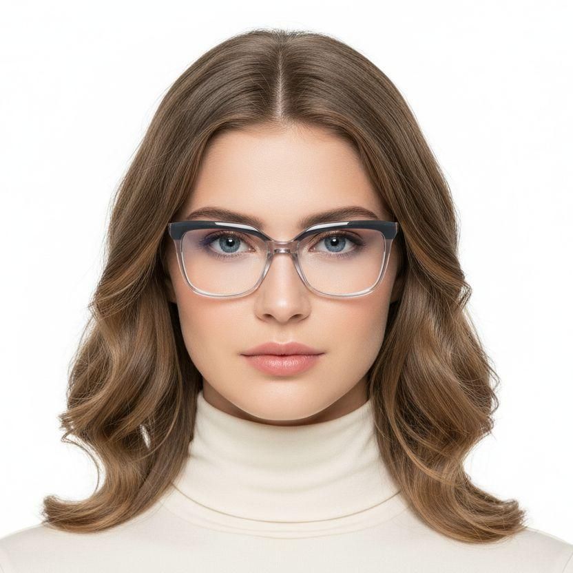 Rectangular Blue Acetate Glasses #BS2425-0856