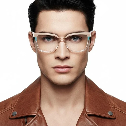 Rectangular Pink Acetate Glasses #BS2425-0857