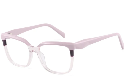 Rectangular Pink Acetate Glasses #BS2425-0859