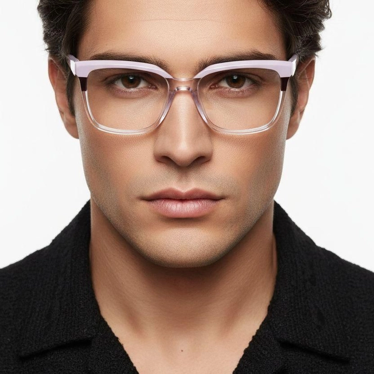 Lunettes rectangulaires en acétate rose #BS2425-0859