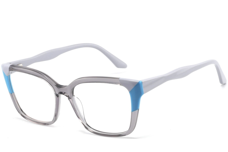 Rectangular Gray Acetate Glasses #BS2425-0861
