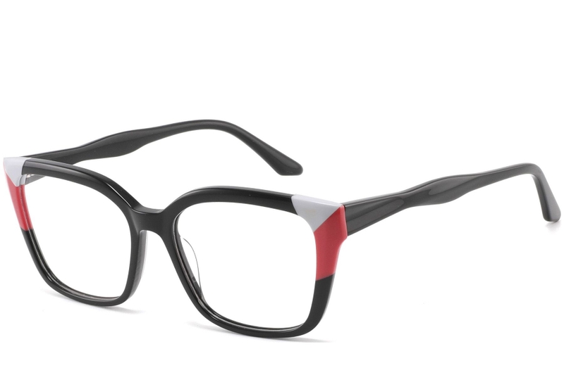 Rectangular Black Acetate Glasses #BS2425-0862