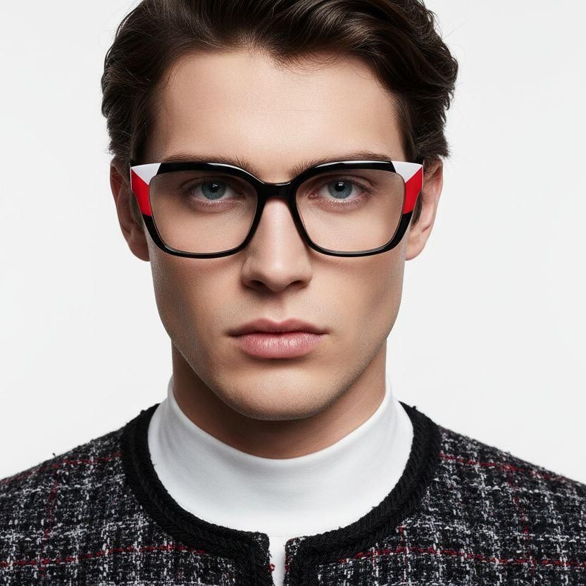 Gafas rectangulares de acetato negro #BS2425-0862