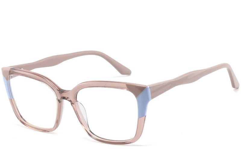Rectangular Pink Acetate Glasses #BS2425-0863