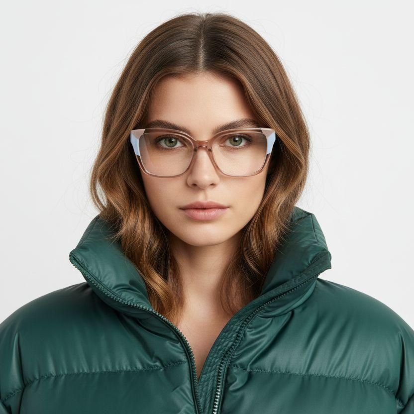 Gafas rectangulares de acetato rosa #BS2425-0863