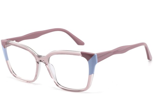 Rectangular Pink Acetate Glasses #BS2425-0865