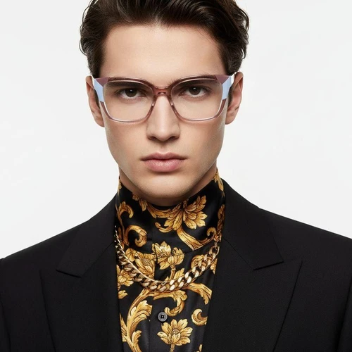 Rectangular Pink Acetate Glasses #BS2425-0865