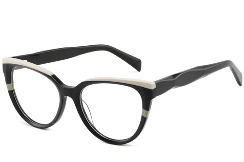 Lunettes ovales en acétate noir #BS2425-0881