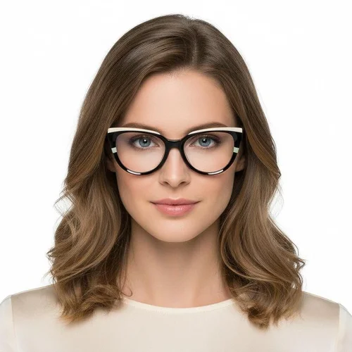 Lunettes ovales en acétate noir #BS2425-0881