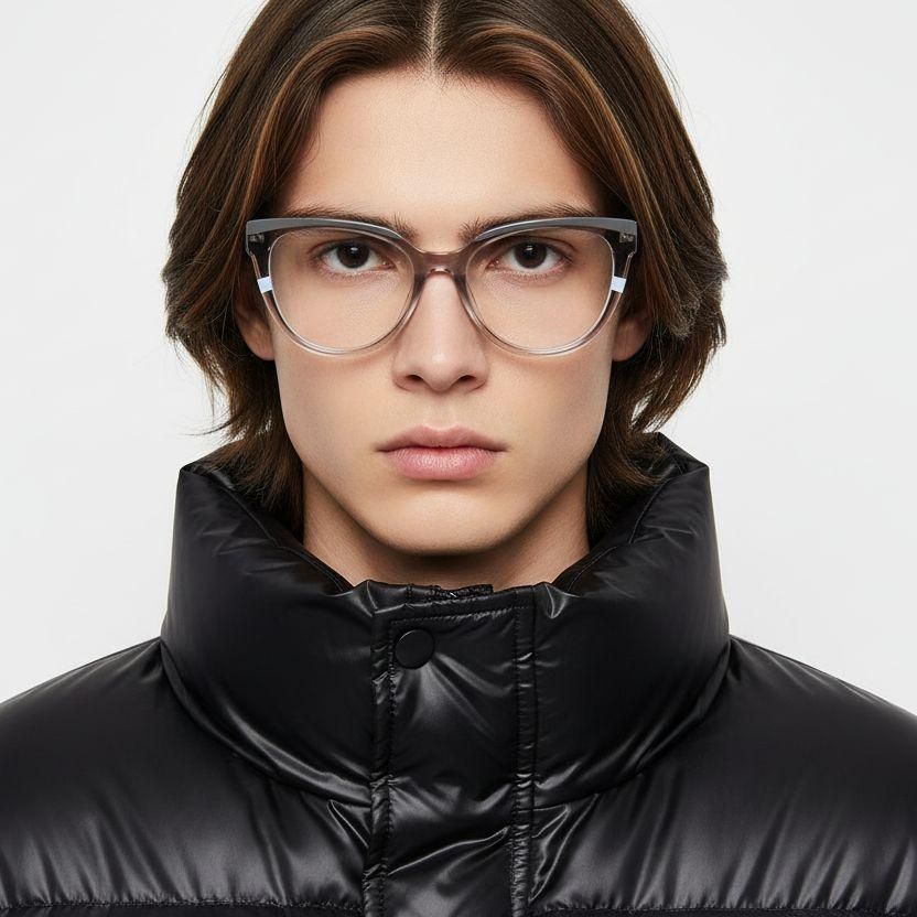 Oval Grey Acetate Glasses #BS2425-0884