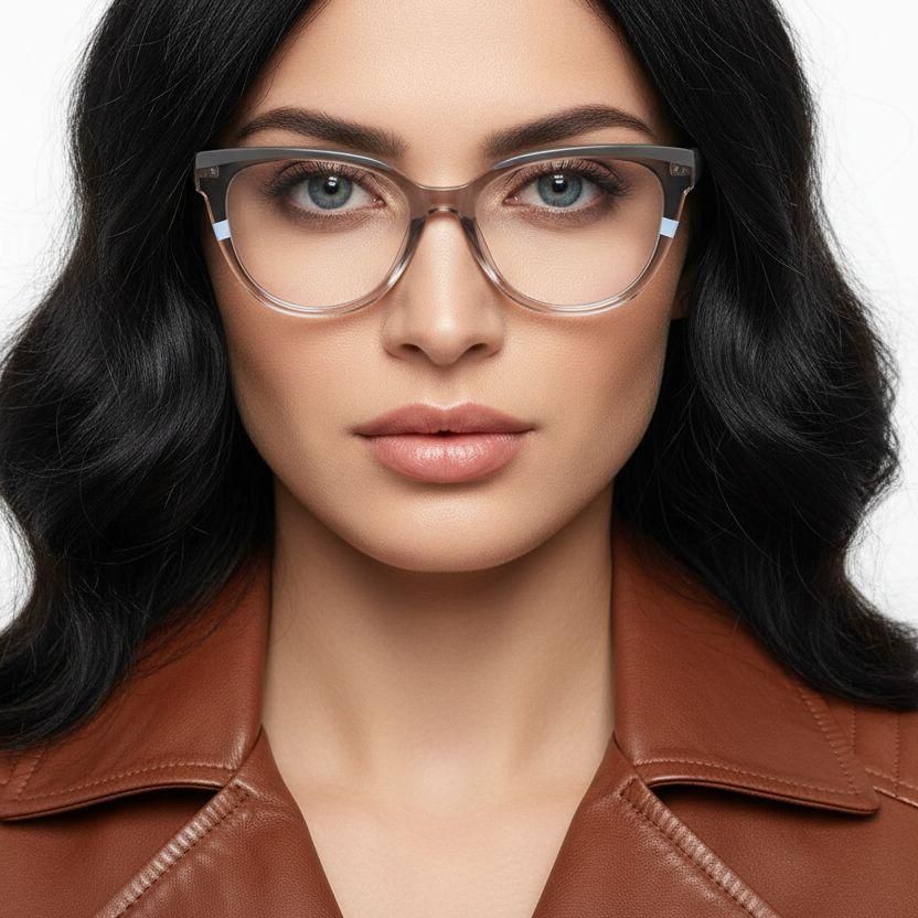 Gafas ovaladas de acetato gris #BS2425-0884