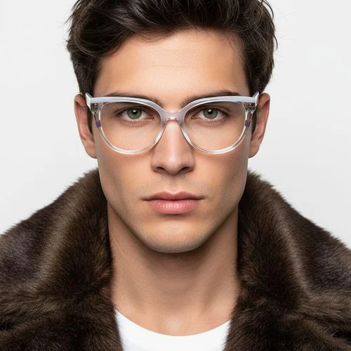 Lunettes ovales en acétate bleu #BS2425-0886