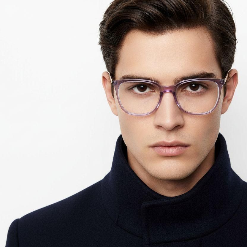 Rectangular Purple Acetate Glasses #BS2425-0896