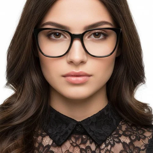 Lunettes rectangulaires en acétate noir #BS2425-0898