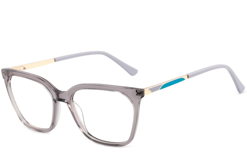 Rectangular Gray Acetate Glasses #BS2425-0923