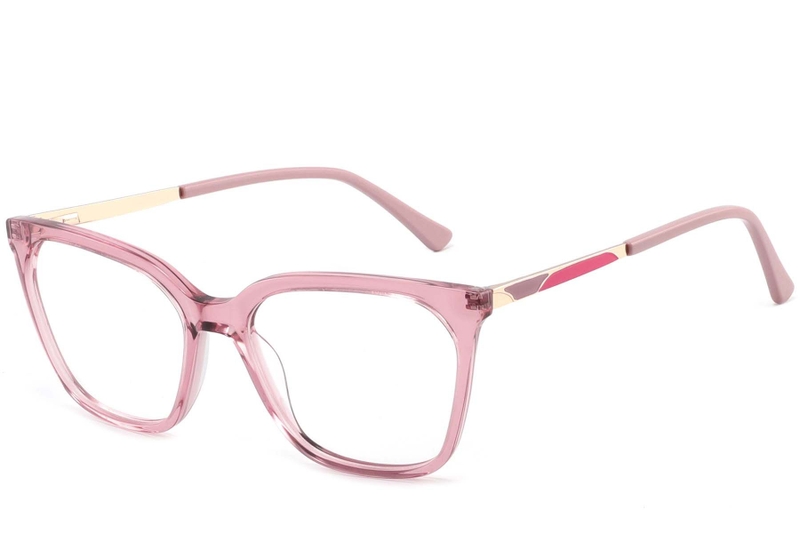 Rectangular Pink Acetate Glasses #BS2425-0926