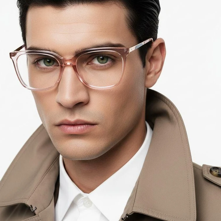 Gafas rectangulares de acetato rojo #BS2425-0927
