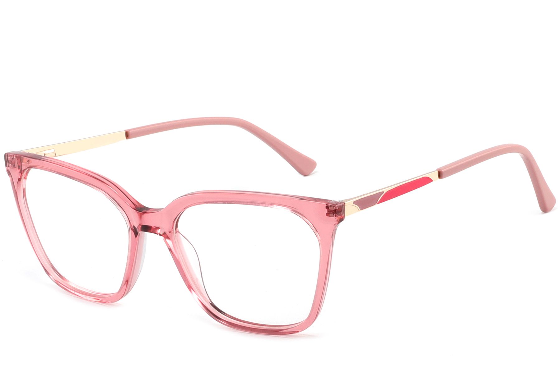 Rectangular Red Acetate Glasses #BS2425-0927