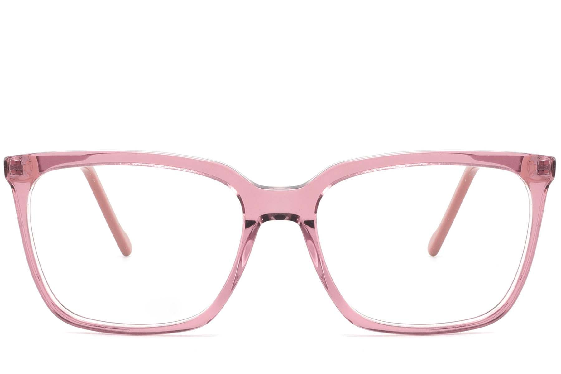 Rectangular Pink Acetate Glasses #BS2425-0947