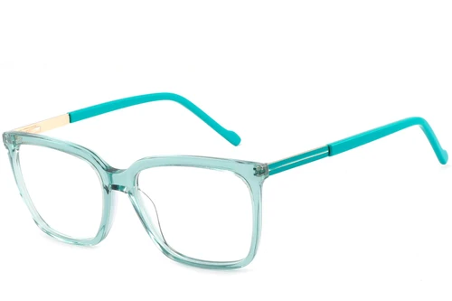 Rectangular Green Acetate Glasses #BS2425-0949