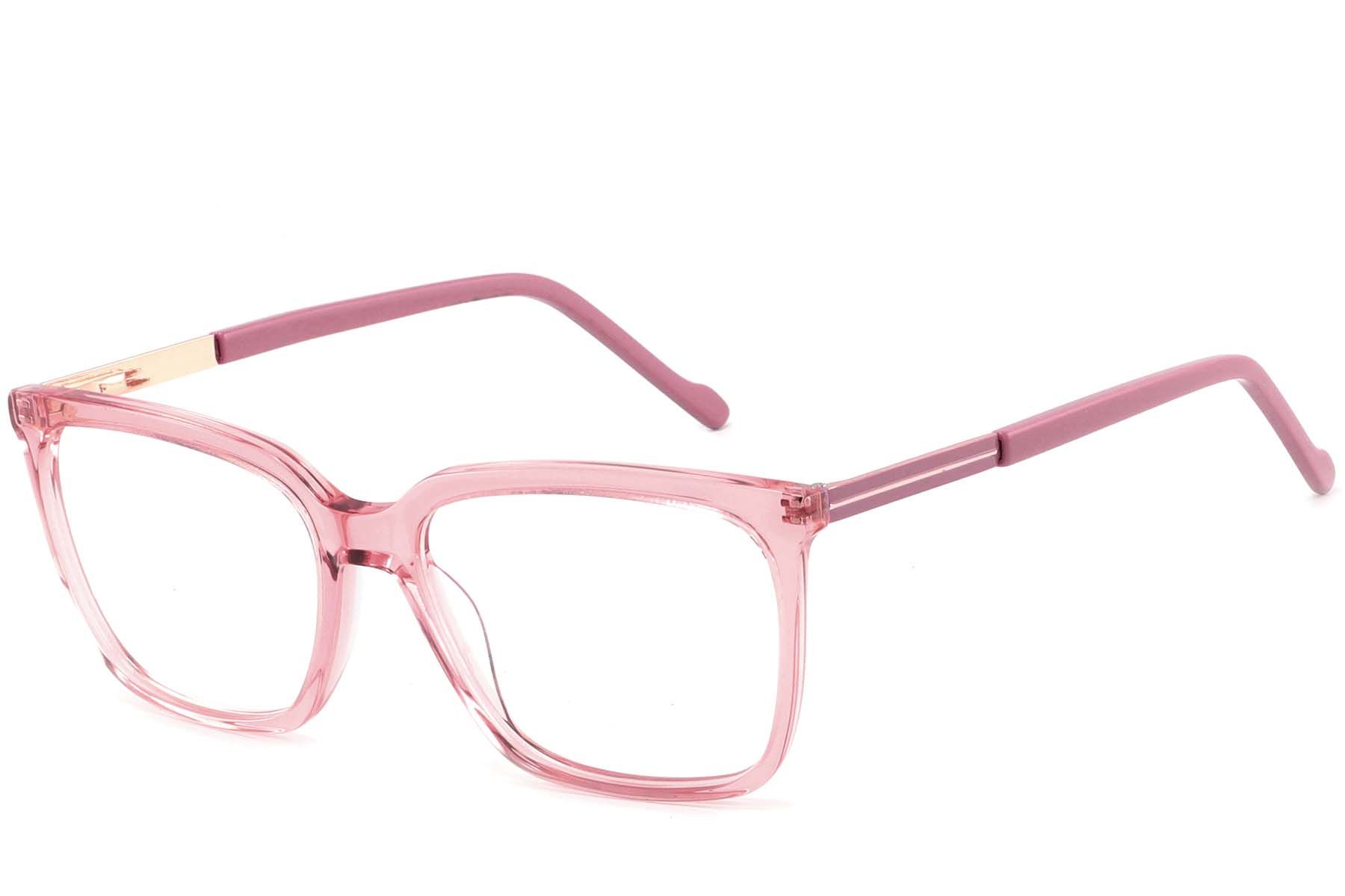 Rectangular Pink Acetate Glasses #BS2425-0952