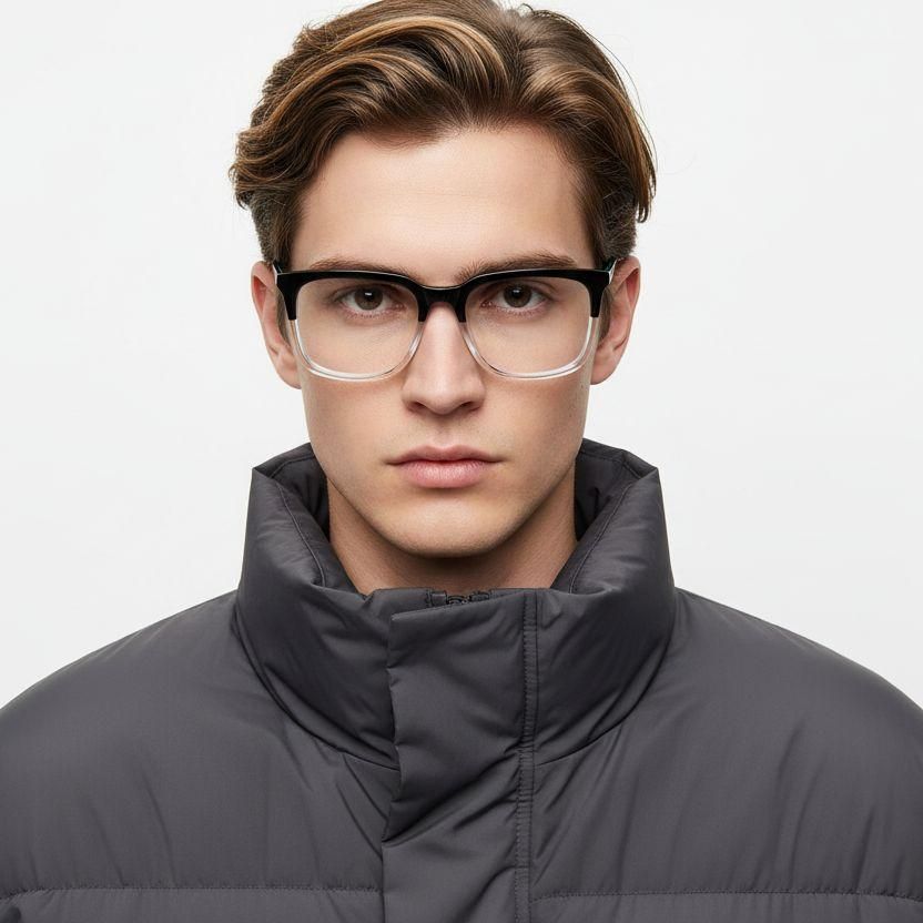 Gafas rectangulares de acetato negro #BS2425-0953