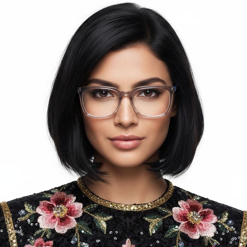 Rectangular Gray Acetate Glasses #BS2425-0954