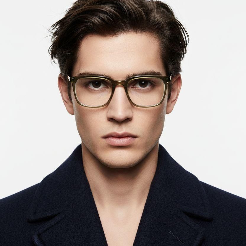 Gafas rectangulares de acetato marrón #BS2425-0956