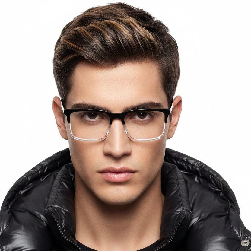 Rectangular Black Acetate Glasses #BS2425-0957